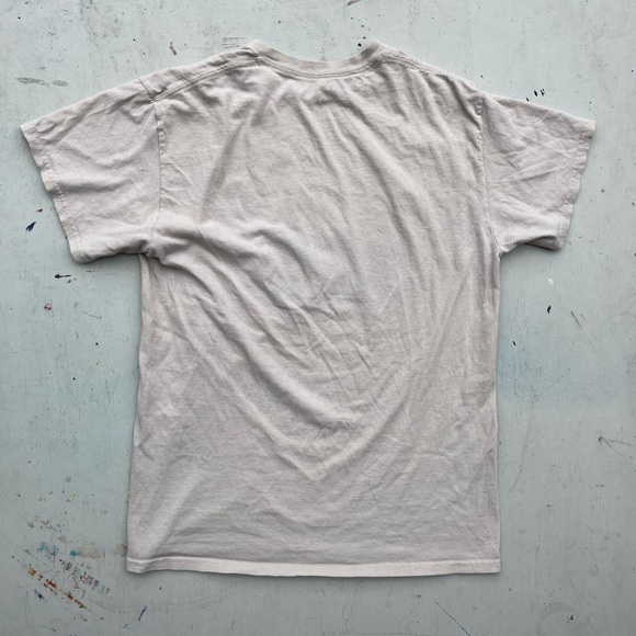 Men's Death Row Records Beige Spell-Out Logo T-Shirt M Crew Cotton 90s Rap LBC - Picture 9 of 13